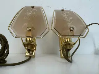 2 stk. retro væglamper i messing / glas