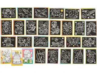 Skrabebilleder, str. 9x12 cm, 96ass./ 1 pk.