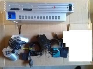 Playstation 2 silver med tilbehør