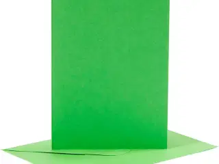 Kort og kuverter, kort str. 10,5x15 cm, kuvert str. 11,5x16,5 cm, 110+220 g, grøn, 6sæt/ 1 pk.