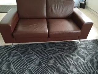 Brun 2 persons Hurup lædersofa