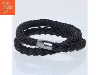 Flettet læderarmbånd med magnetlås (str. Ø 13 cm)