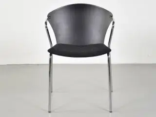 Bessi konferencestol fra onecollection med sort ryg og sort sæde, sæt af 2 stk.