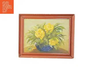Oliemaleri med gule roser (str. 36x46 cm)