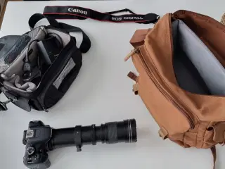 Canon 550D inkl telephoto lens (400-800mm) + taske