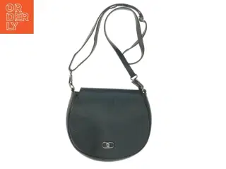 Sort Crossbody skuldertaske I blødt præget læder (str. 22 x 23 cm)
