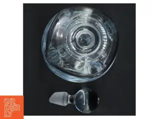 Glas karaffel med prop, klukflaske (str. 23 cm og 85 cm i diameter)