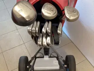 Golfsæt, vogn, bag,køll. Jern