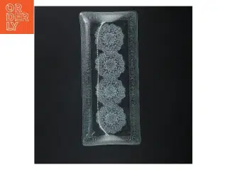 Gammelt Rektangulært glasfad med mønster (str. 33 cm)