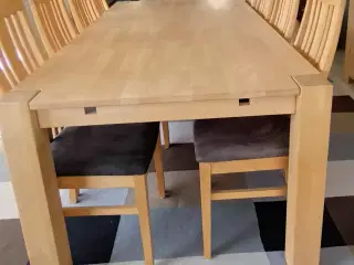 Spisebordssæt massiv bøg