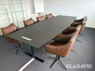Konferencebord med 8 stole i læder Dencon