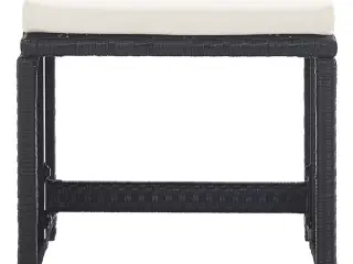 Havetaburetter 2 stk. med hynder polyrattan sort