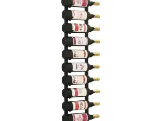 Vægmonteret vinreol til 12 vinflasker sort jern