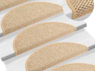 Selvklæbende trappemåtter 15stk. 65x21x4cm sisal-look lys beige