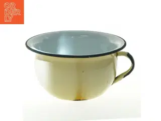 Vintage emaljeskål med håndtag (str. Ø 19 cm)