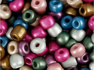 Rocaiperler, diam. 5 mm, str. 4/0, hulstr. 1,2 mm, metallicfarver, 130g/ 1 pk.