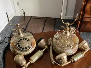 Fastnet Bord telefon i Marmor og messing