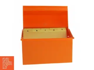 Orange kartotekskasse fra Esselte (str. 16x14 cm)
