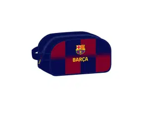 F.C. Barcelona rejsetoilettaske - blå/rødbrun, sportslig, 26 × 15 × 12 cm