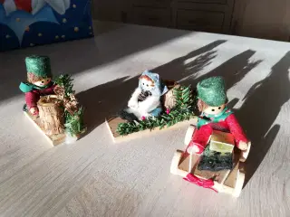 Gamle jule figurer med lyseholder
