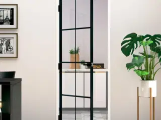 Dør 76x201,5 cm hærdet glas og aluminium sort