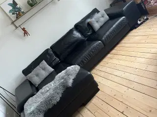 Stor flydersofa i læder