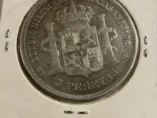 5 Pesetas Spain 1876