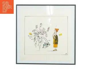 Indrammet satire tegning (str. 35 x 35 cm)