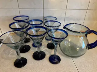 Mundblæste mexicanske margarita-glas og kande