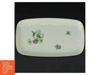 Porcelæn fad med blomstermotiv fra B&G (str. 27,5 x 15,5 cm)