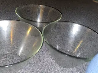3 store glasskåle til servering
