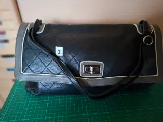 Chanel taske sort quiltet læder grå / brun kanLOT