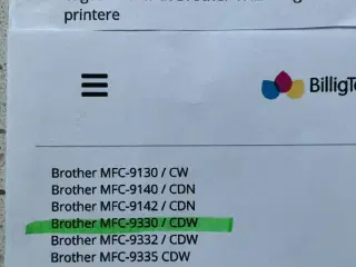 Farvelacer printer Brother model MFC 9330 CDW