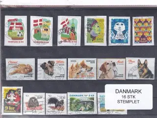 Danmark - 16 Stk nye enkeltmærker - Stemplet