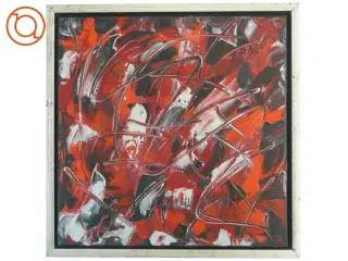 Abstrakt maleri i røde og sorte nuancer (str. 44 x 44 cm)