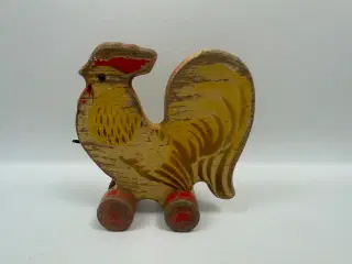 Vintage hane på hjul i træ (GECEVO)