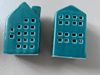 Grønne huse til fyrfadslys 