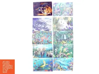 Postkort med eksotiske dyr 3D effekt (str. 17 x 11 cm)