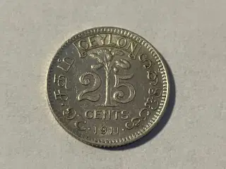 25 Cents Ceylon 1911