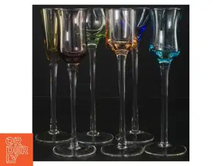Farvede snaps/likørglas, 6 stykker, farvet (str. 18 cm. 6 stykker)