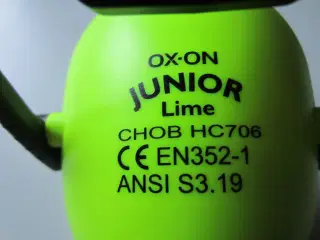 Børnehøreværn OX-ON JUNIOR Lime med bløde