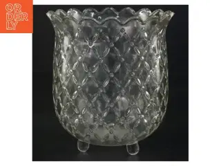 Glasvase med blomstermønster (str. 15 x ø14 cm)