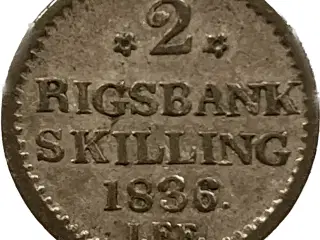 2 Rigsbankskilling 1836