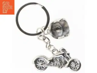 Motorcykel-nøglering med hjelm (str. 4,5 x 2 cm. og. 2 x 2 cm)