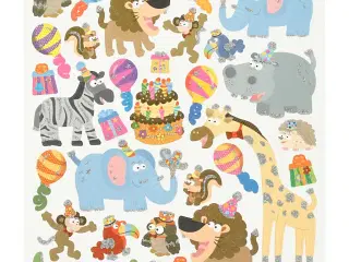 Farverige dyre stickers til festdekoration - 1 ark