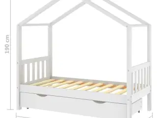 Sengeramme til børneseng med skuffe 80x160 cm fyrretræ hvid