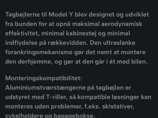 UDLEJES - Orginale Tesla Model Y tagbøjler