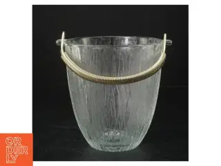 Isterningespand i glas og metal (str. H. 13,5 cm. ø. 12,5 cm)