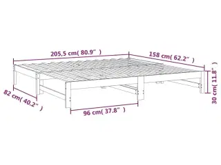 Daybed med udtræk 2x(80x200) cm massivt fyrretræ