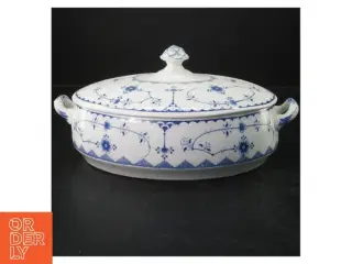 Ovalt porcelæn fad med låg (str. 24x18 cm)